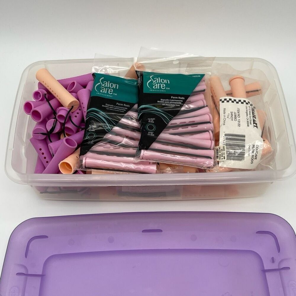 SALON CARE Perm Rods Rollers Women's Travel Size Multicolor Bin Hair Supplies